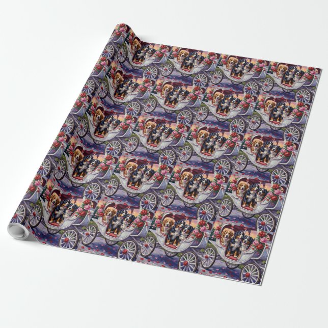 Bernese Mountain Dog Alla hjärtans dag Presentpapper (Utrullad)