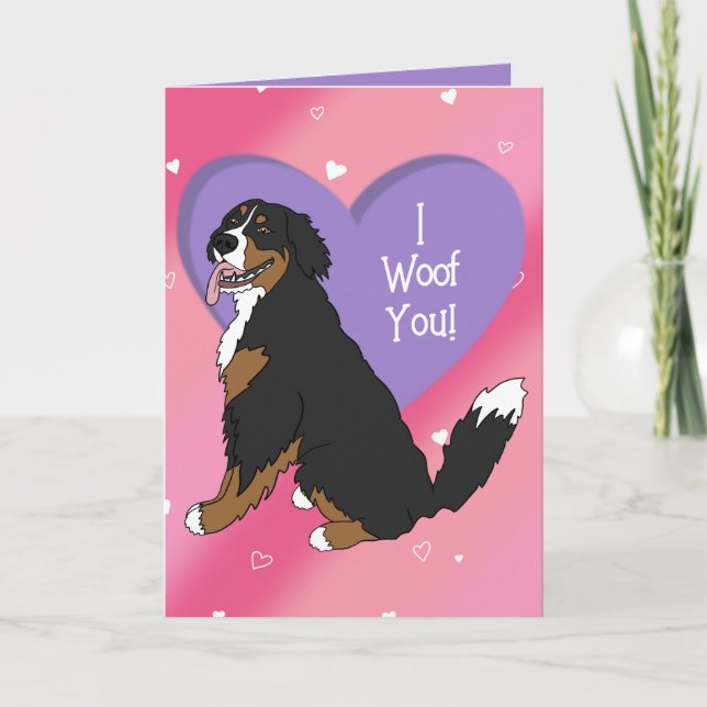 Bernese Mountain Dog Alla hjärtans dag  Tack Kort (Framsida)