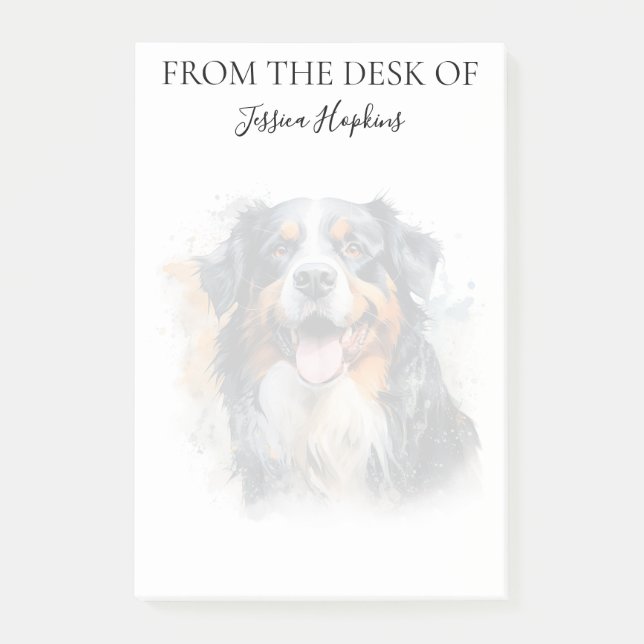 Bernese Mountain Dog Älskare Monogrammerad Hund Post-it Block (Framsida)