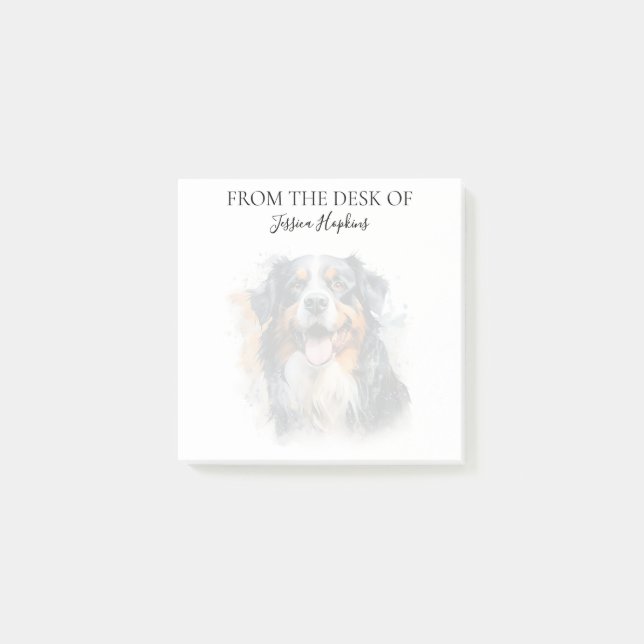 Bernese Mountain Dog Älskare Monogrammerad Hund Post-it Block (Framsida)