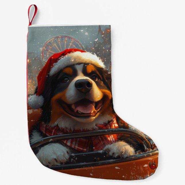 Bernese Mountain Dog Berg-och-dalbanar jul  Liten Julstrumpa (Framsidan)