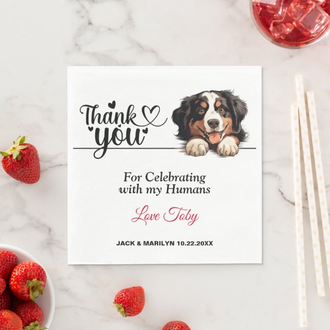 Bernese Mountain Dog Bröllopsservetter med Foto Pappersservett (Insitu)