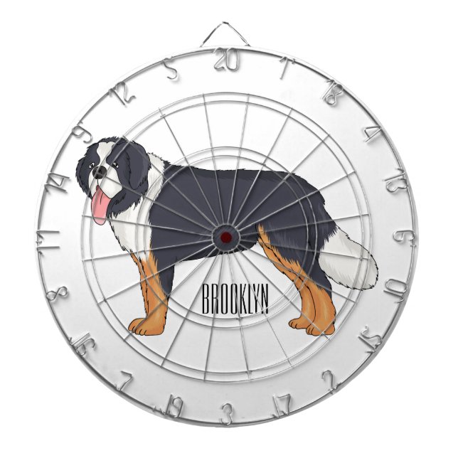 Bernese mountain dog cartoon illustration darttavla (Framsidan)