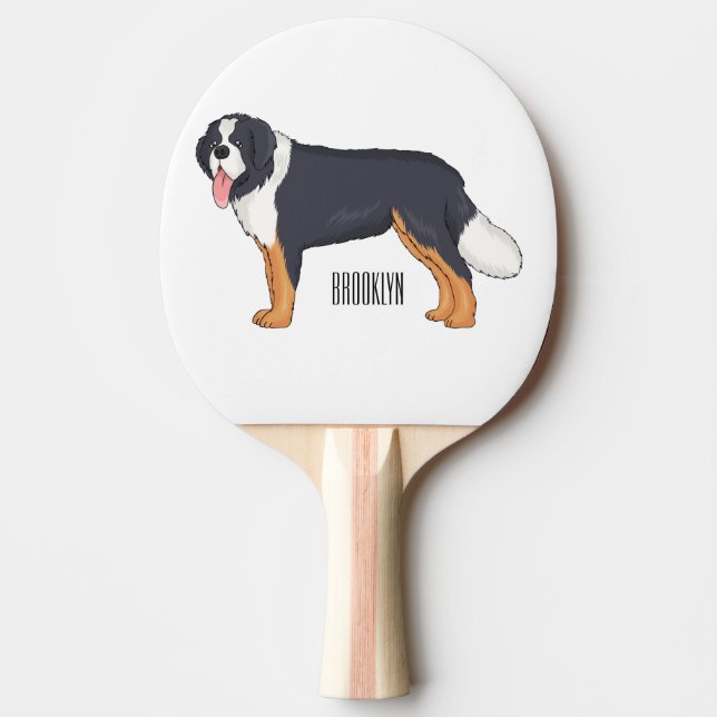 Bernese mountain dog cartoon illustration pingisracket (Framsidan)