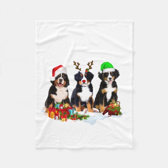Bernese Mountain Dog Christmas Cute Fullprint  Fleecefilt (Framsidan)