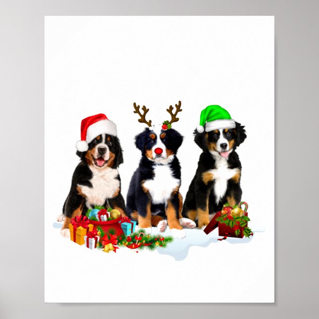 Bernese Mountain Dog Christmas Cute Fullprint  Poster (Framsidan)