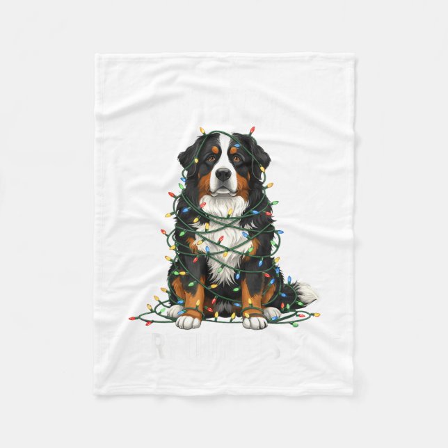 Bernese Mountain Dog Christmas I'm Fine Everything Fleecefilt (Framsidan)