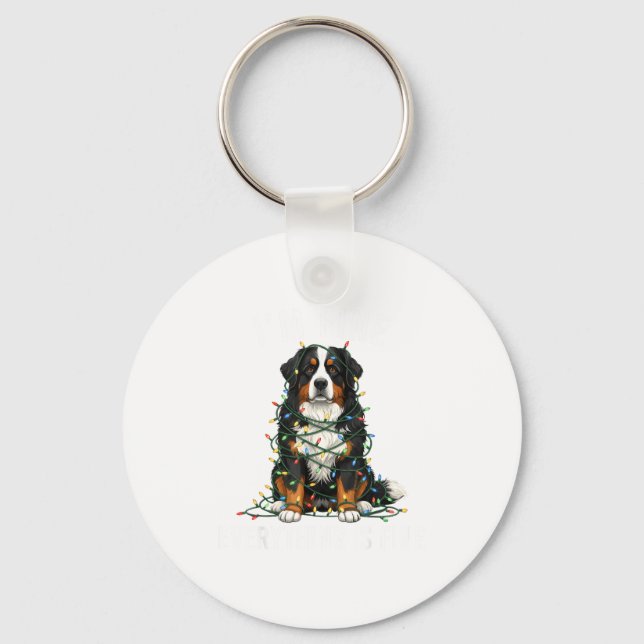 Bernese Mountain Dog Christmas I'm Fine Everything Nyckelring (Framsida)