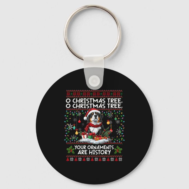 Bernese Mountain Dog Christmas Tree Decorations Do Nyckelring (Framsida)