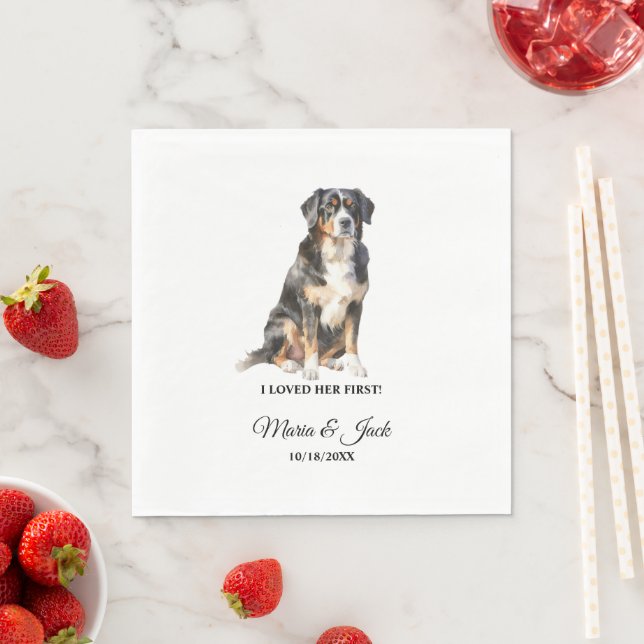 Bernese Mountain Dog Cocktail Bröllopsservetter Pappersservett (Insitu)