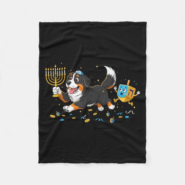 Bernese Mountain Dog Dreidel Menorah Hanukkah Wome Fleecefilt (Framsidan)