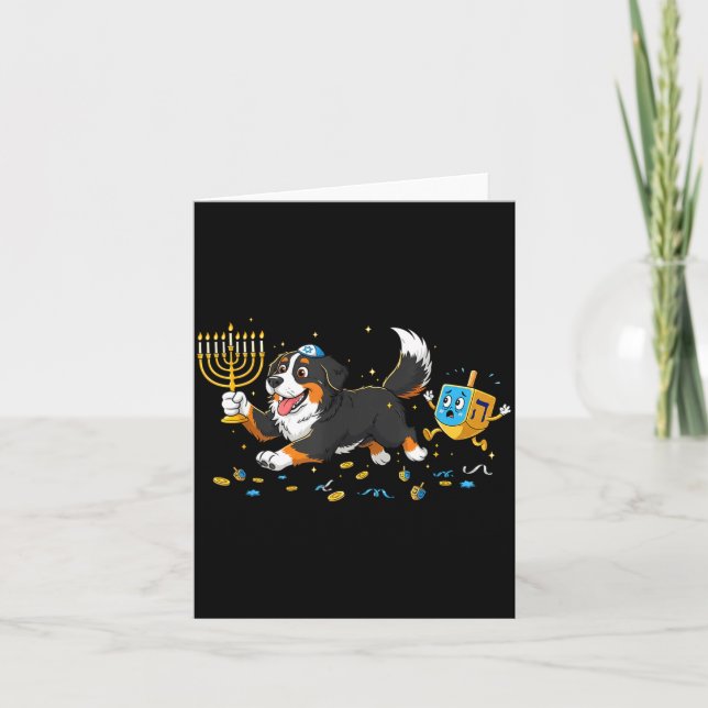 Bernese Mountain Dog Dreidel Menorah Hanukkah Wome Kort (Framsida)