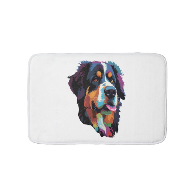 Bernese Mountain Dog Färgrik  Badrumsmatta (Framsidan)