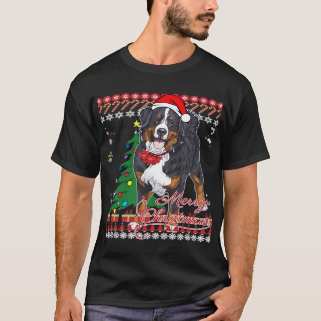 Bernese Mountain Dog fulstyg jultröja  T Shirt (Framsida)