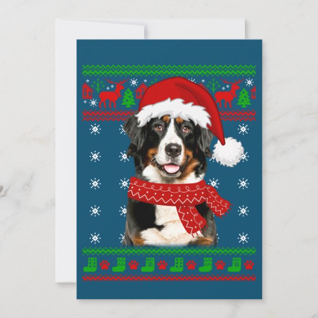 Bernese Mountain Dog fulstyg jultröja valp jul Inbjudningar (Framsida)