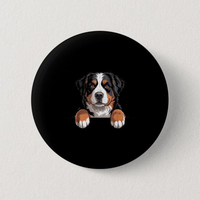 Bernese Mountain Dog Funny Peeking Cket Berner Pup Knapp (Framsida)