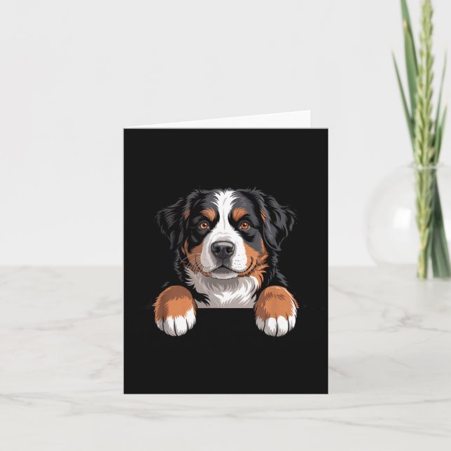 Bernese Mountain Dog Funny Peeking Cket Berner Pup Kort (Framsida)
