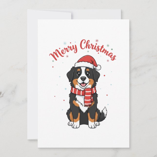 Bernese Mountain Dog God Jul Doodle  Julkort (Framsida)