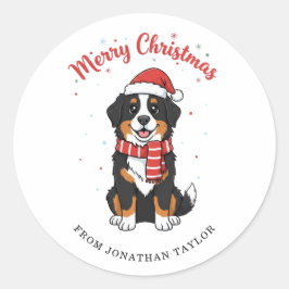 Bernese Mountain Dog God Jul Doodle Runt Klistermärke