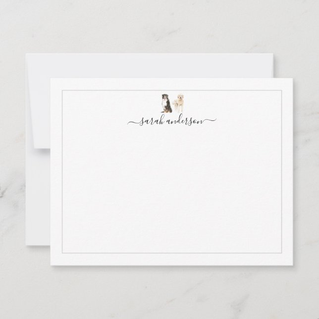 Bernese Mountain Dog Golden Doodle Border Anteckningskort (Framsida)