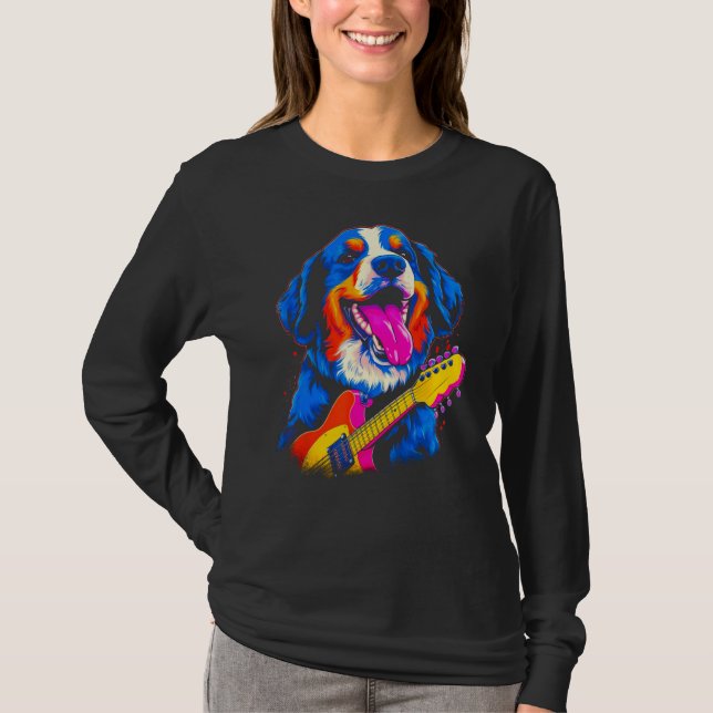 Bernese Mountain Dog Guitar T Shirt (Framsida)