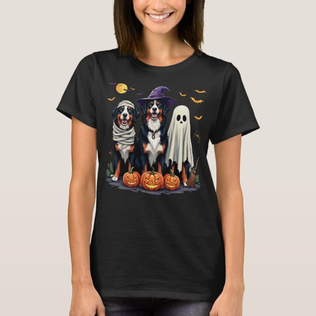 Bernese Mountain Dog Halloween Costume Mummy Witch T Shirt (Framsida)