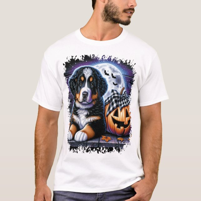 Bernese Mountain Dog Halloween T Shirt (Framsida)