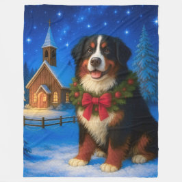 Bernese Mountain Dog Holiday Fleecefilt