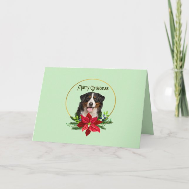 Bernese Mountain Dog i en julkrans Helgkort (Framsida)