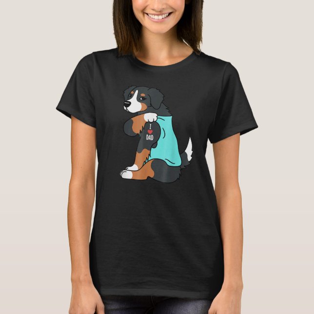 Bernese Mountain Dog I Love Dad  Dog Fathers Day T Shirt (Framsida)