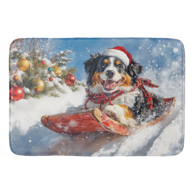 Bernese Mountain Dog i släde jul Badrumsmatta (Framsidan)