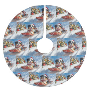 Bernese Mountain Dog i släde jul Julgransmatta Borstad Polyester