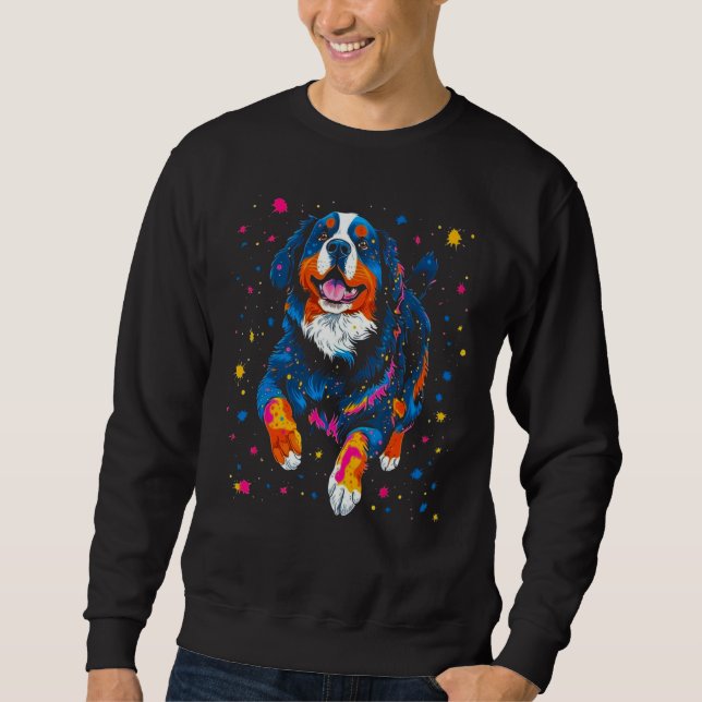 Bernese Mountain Dog in Space Lång Ärmad Tröja (Framsida)