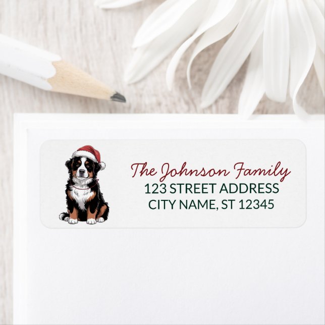 Bernese Mountain Dog jul returadress      Etikett (Insitu)