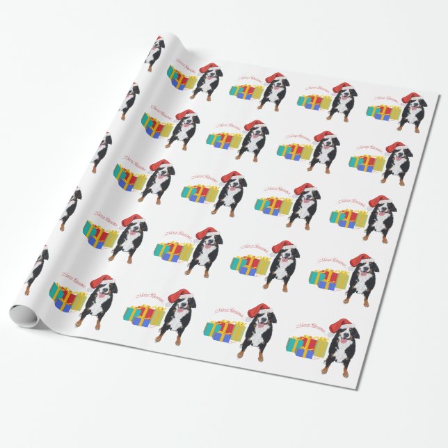 Bernese Mountain Dog Jul Tomte Hjälpare Presentpapper (Utrullad)