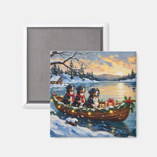 Bernese Mountain Dog Julbåt Högtid Magnet