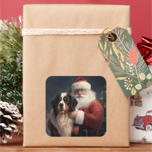 Bernese Mountain Dog Jultomte Festive Jul Fyrkantigt Klistermärke