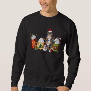 Bernese Mountain Dog Kaffe Jul Med Tomte H Lång Ärmad Tröja