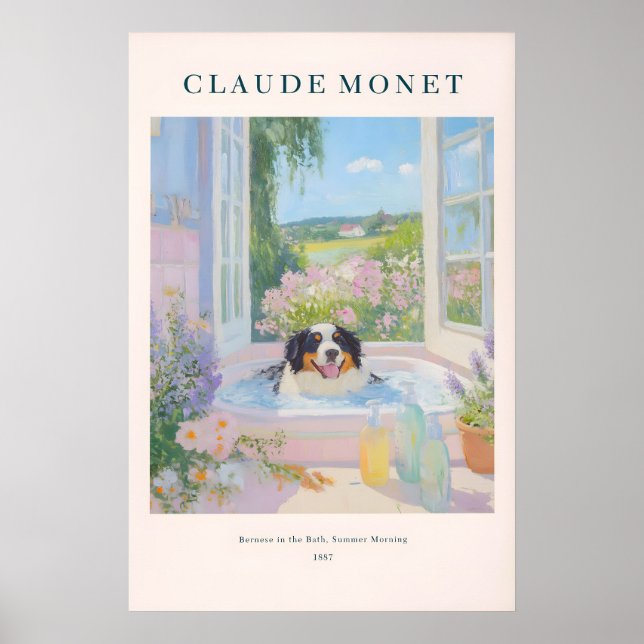 Bernese Mountain Dog konsttryck i Monet-stil med b Poster (Framsidan)