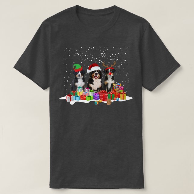 Bernese Mountain Dog Lights Christmas Matching Fam T Shirt (Design framsida)