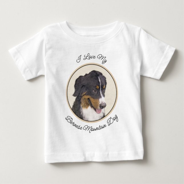 Bernese Mountain Dog-målning - Original konst med  T Shirt (Framsida)