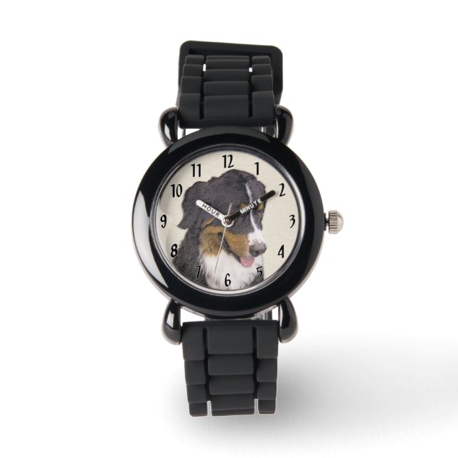 Bernese Mountain Dog-målning - Original konst om h Armbandsur (Framsida)
