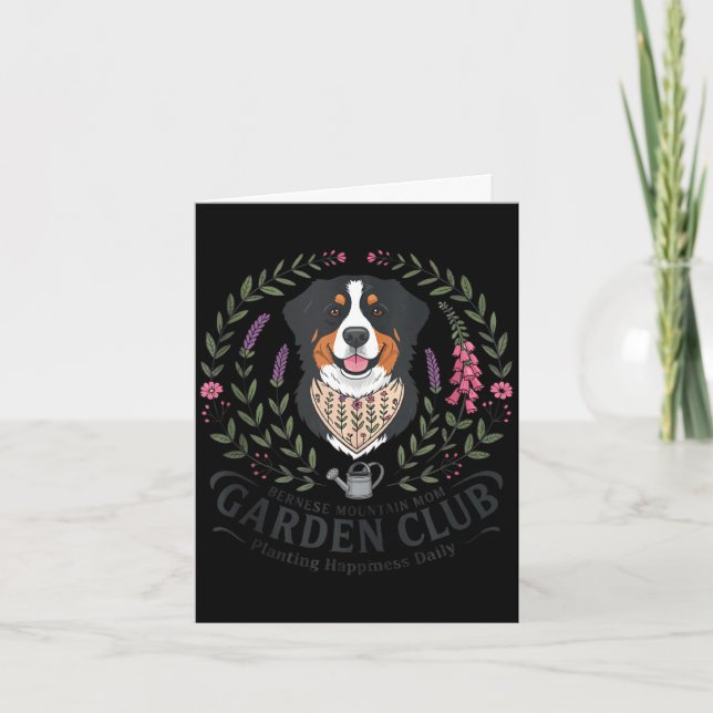 Bernese mountain dog mamma trädgårdsklubb mors dag kort (Framsida)