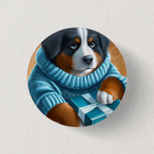Bernese Mountain Dog med höstpresent Knapp
