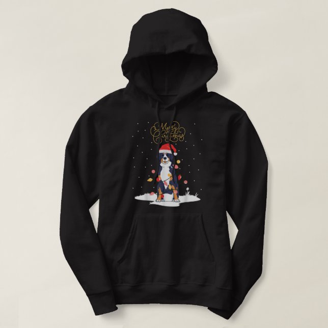 Bernese Mountain Dog Merry Christmas Berner Xmas C Hoodie (Design framsida)