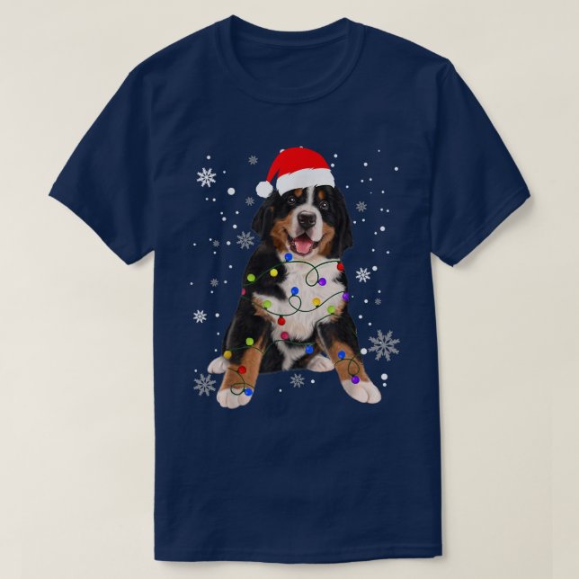 Bernese Mountain Dog Merry Christmas Winter Snow G T Shirt (Design framsida)