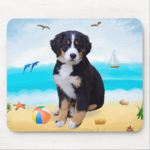 Bernese Mountain Dog på strand Musmatta