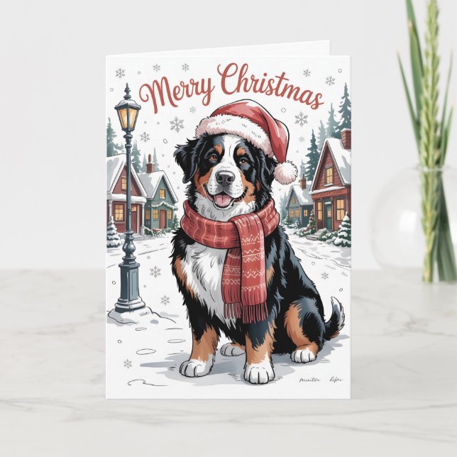 Bernese mountain dog personalized Christmas  Helgkort (Framsida)