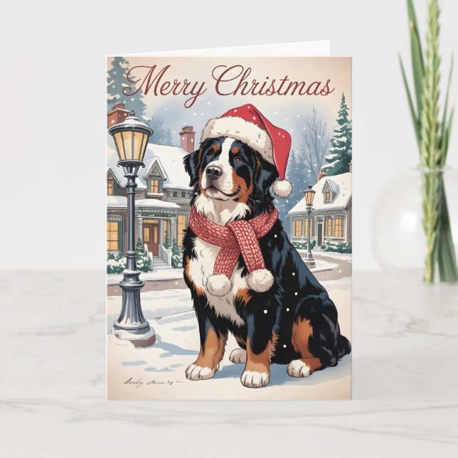 Bernese mountain dog personalized Christmas  Helgkort (Framsida)