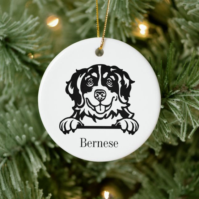 Bernese Mountain Dog Personlig Husdjur Ornament, C Julgransprydnad Keramik (Träd)
